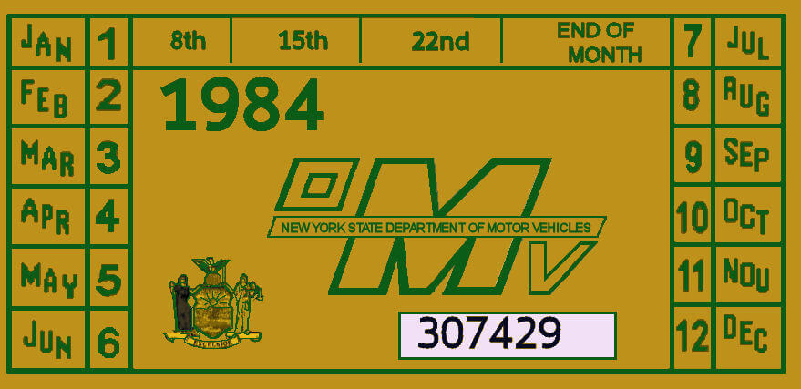 (image for) 1984 New York REGISTRATION sticker